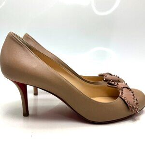 Christian Louboutin Nude Beige Studded Pump with Red Sole